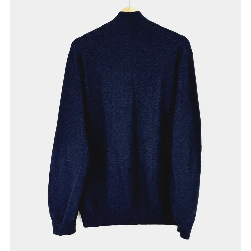 Polo By Ralph Lauren Sweater Pima Cotton Size  L 1/4‎ Zip Blue Preppy Old Money